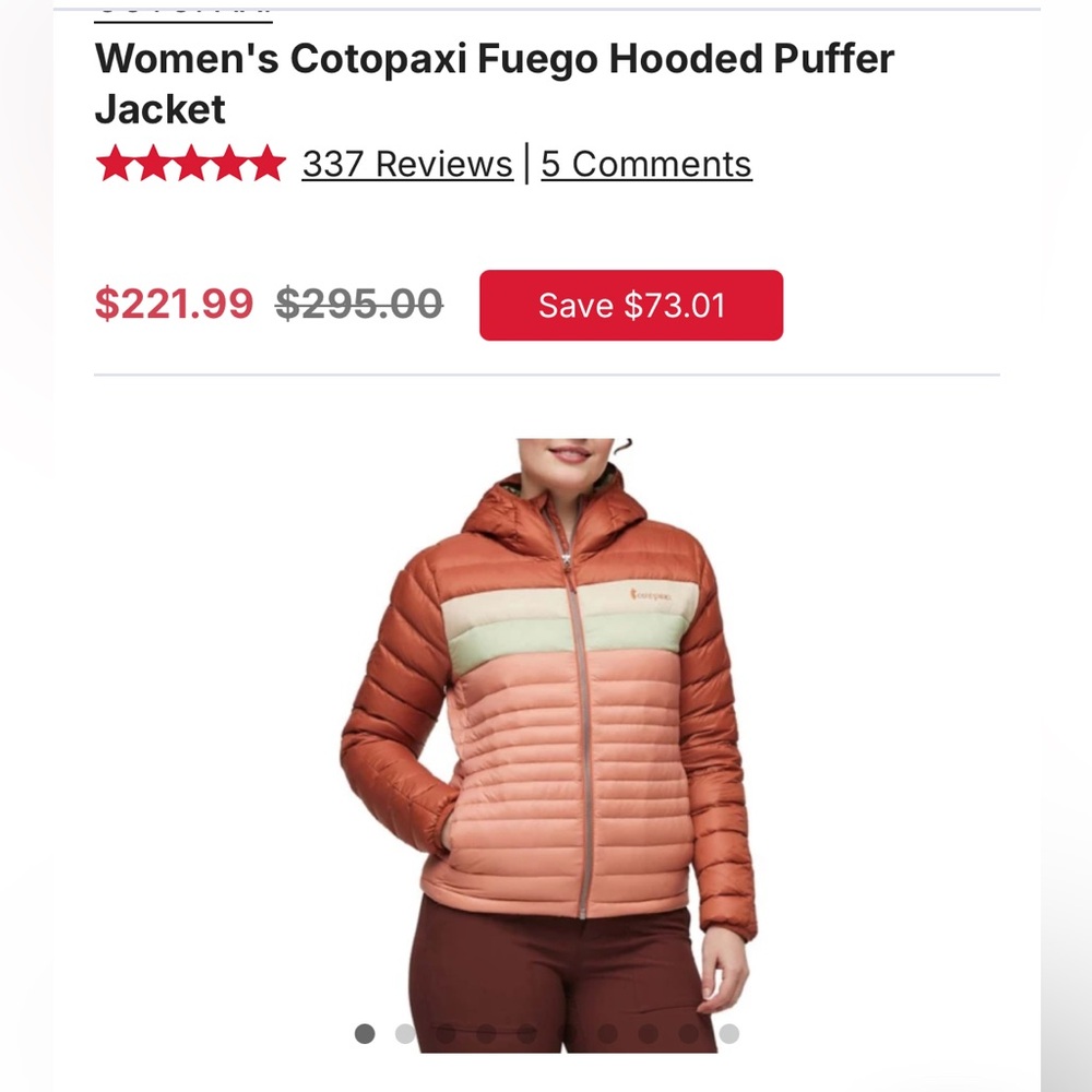 Cotopaxi Women's Fuego Down Hooded Puffer Jacket - Faded Brick & Clay